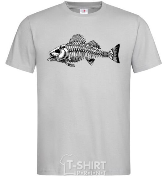 Men's T-Shirt Fish skeleton V.1 grey фото