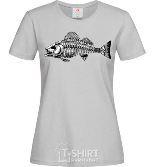 Женская футболка Рыбий скелет V.1 Серый фото