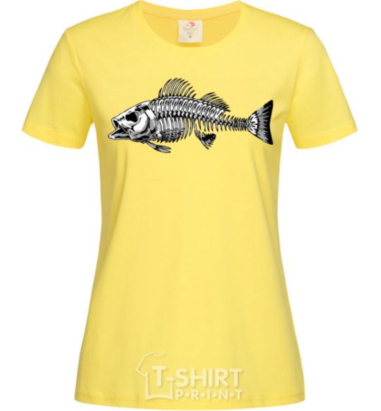 Женская футболка Рыбий скелет V.1 Лимонный фото