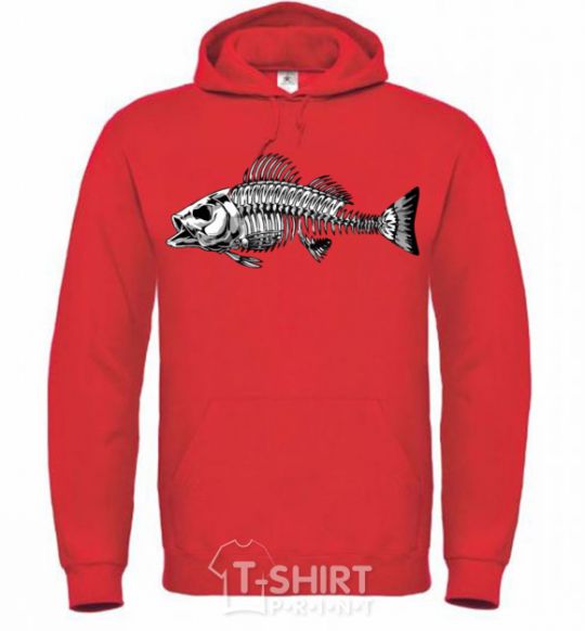 Men`s hoodie Fish skeleton V.1 bright-red фото