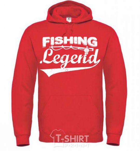 Мужская толстовка (худи) Fishing legend Ярко-красный фото