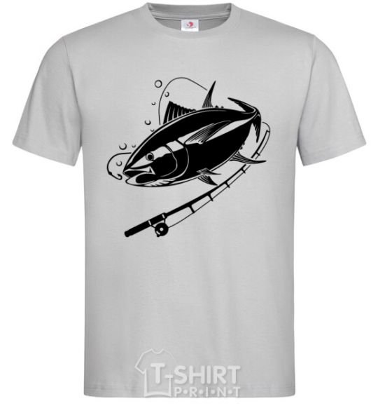 Men's T-Shirt Fish on the hook grey фото