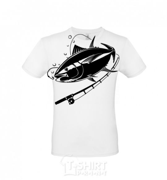 Men's T-Shirt Fish on the hook White фото