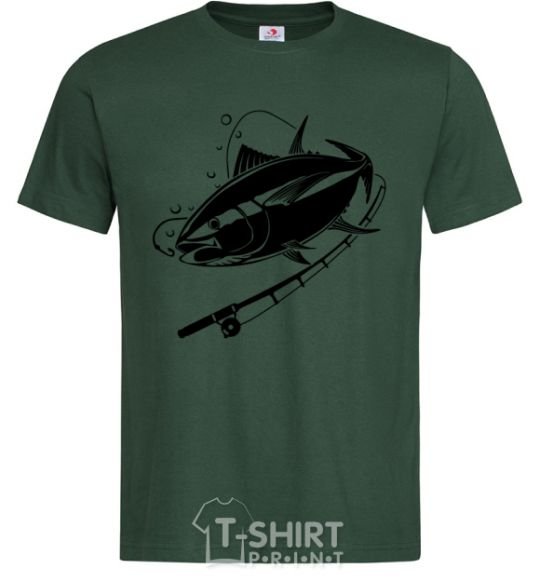 Men's T-Shirt Fish on the hook bottle-green фото