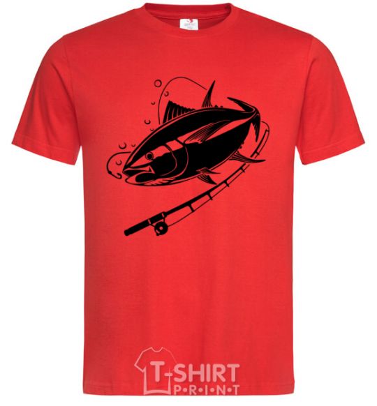 Men's T-Shirt Fish on the hook red фото