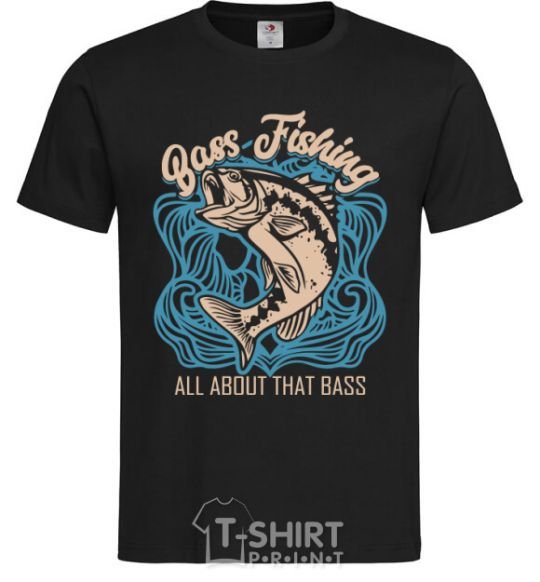 Men's T-Shirt Bass fishing black фото