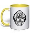 Mug with a colored handle A sketch of Walter White yellow фото