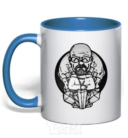 Mug with a colored handle A sketch of Walter White royal-blue фото