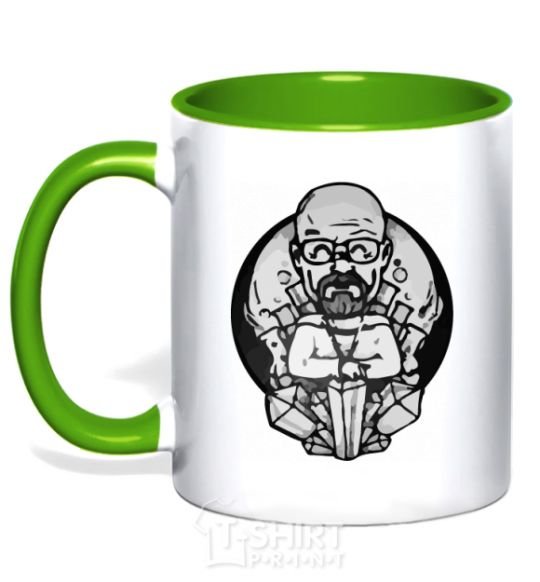 Mug with a colored handle A sketch of Walter White kelly-green фото