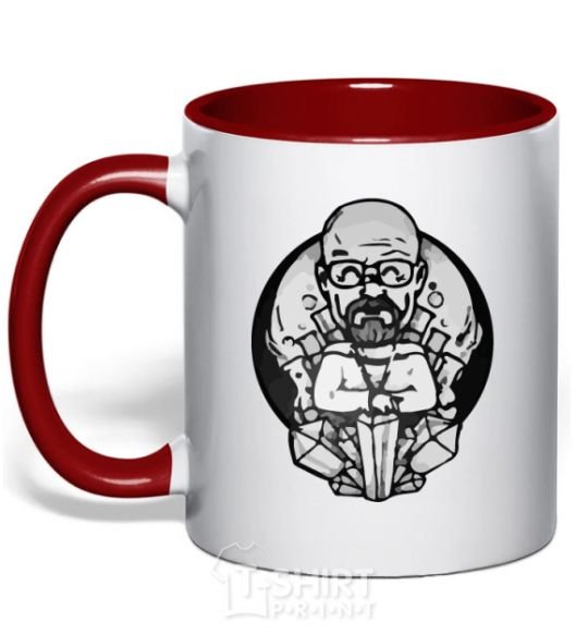 Mug with a colored handle A sketch of Walter White red фото