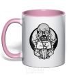 Mug with a colored handle A sketch of Walter White light-pink фото