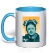 Mug with a colored handle Br Ba sky-blue фото