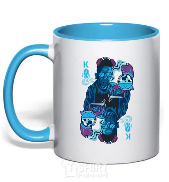 Mug with a colored handle Mr. Heisenberg sky-blue фото