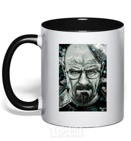 Mug with a colored handle Heisenberg black фото