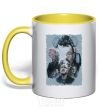 Mug with a colored handle BR BA art yellow фото