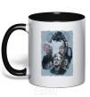 Mug with a colored handle BR BA art black фото