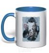 Mug with a colored handle BR BA art royal-blue фото