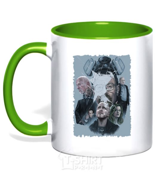 Mug with a colored handle BR BA art kelly-green фото