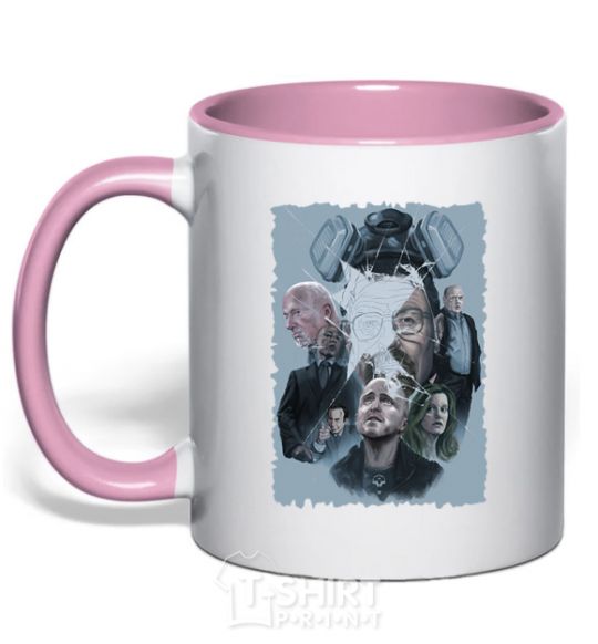 Mug with a colored handle BR BA art light-pink фото