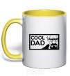 Mug with a colored handle Cool DAD yellow фото