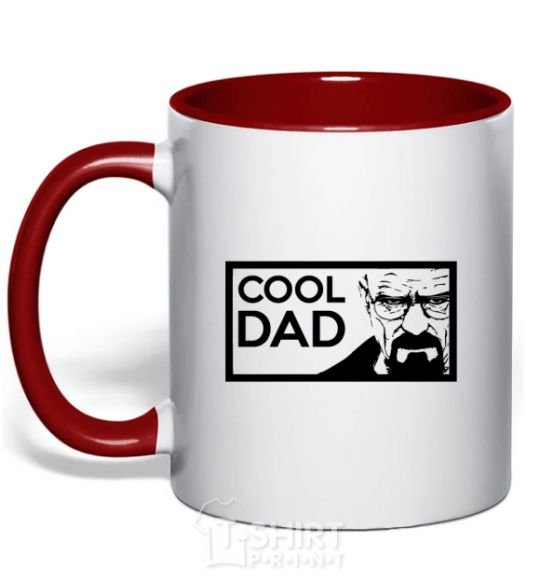 Mug with a colored handle Cool DAD red фото
