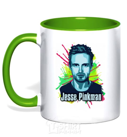 Mug with a colored handle Jessie Pinkman kelly-green фото