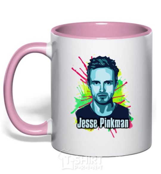 Mug with a colored handle Jessie Pinkman light-pink фото