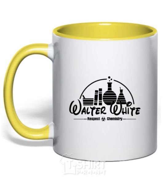 Mug with a colored handle Walter White respect Chemistry yellow фото