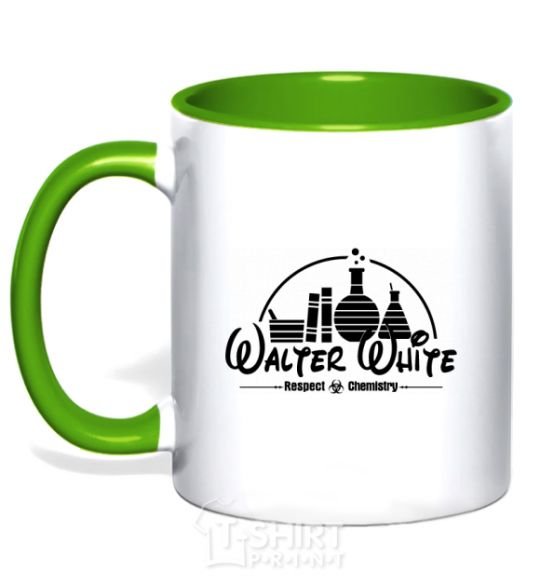 Mug with a colored handle Walter White respect Chemistry kelly-green фото