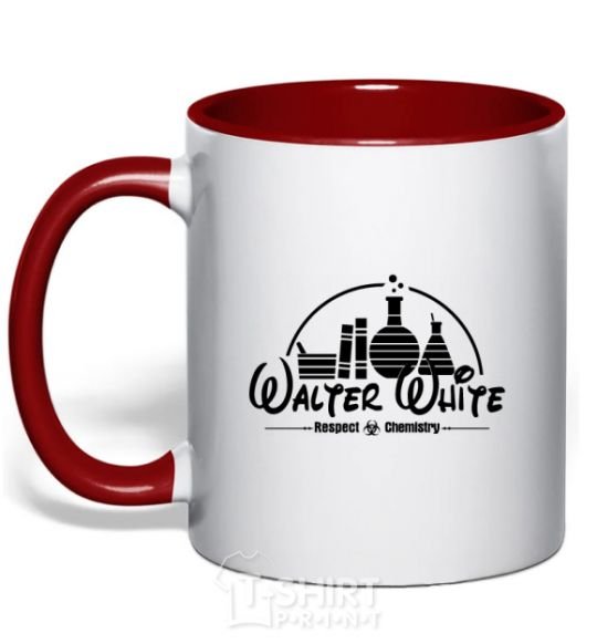 Mug with a colored handle Walter White respect Chemistry red фото