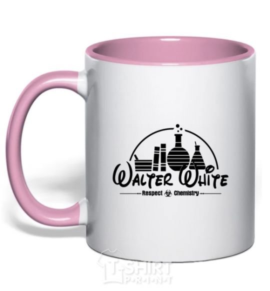 Mug with a colored handle Walter White respect Chemistry light-pink фото