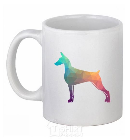 Ceramic mug A colored Doberman White фото