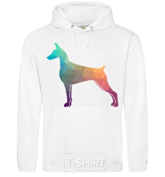 Men`s hoodie A colored Doberman White фото