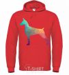 Men`s hoodie A colored Doberman bright-red фото