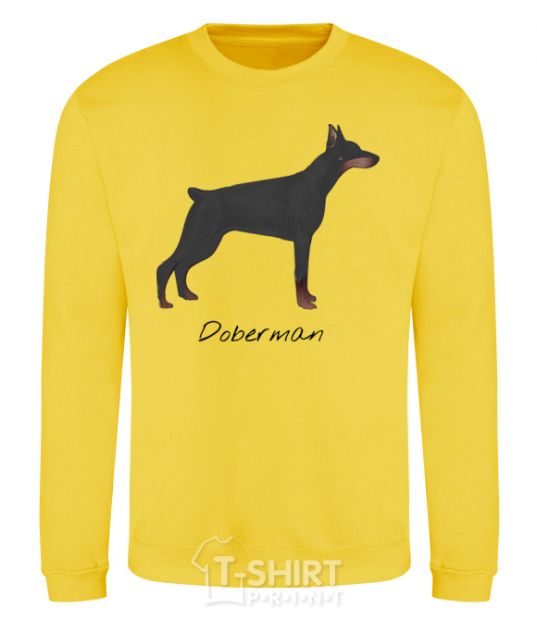 Sweatshirt Doberman drawing yellow фото