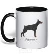 Mug with a colored handle Doberman drawing black фото