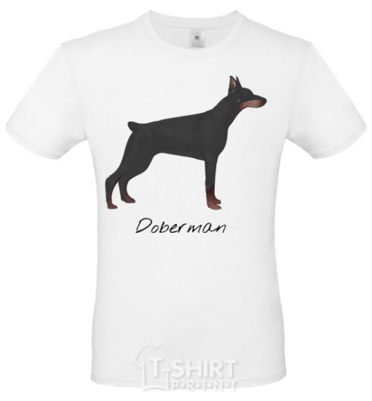 Мужская футболка Doberman drawing Белый фото