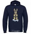 Men`s hoodie Doberman playing navy-blue фото