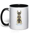 Mug with a colored handle Doberman playing black фото