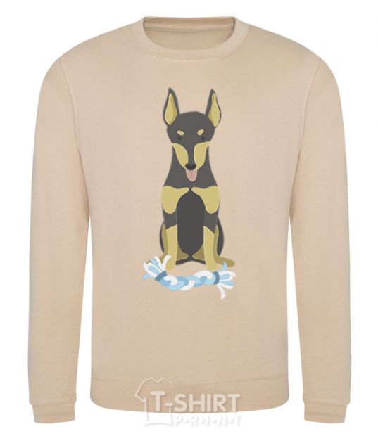 Sweatshirt Doberman playing sand фото