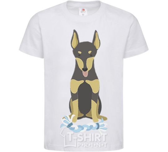 Kids T-shirt Doberman playing White фото