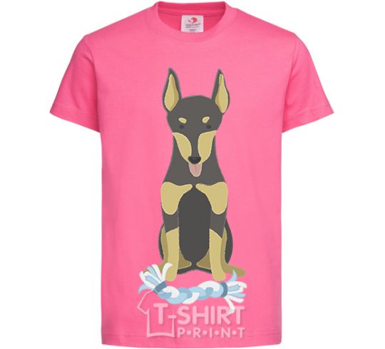 Kids T-shirt Doberman playing heliconia фото