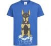 Kids T-shirt Doberman playing royal-blue фото