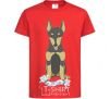 Kids T-shirt Doberman playing red фото