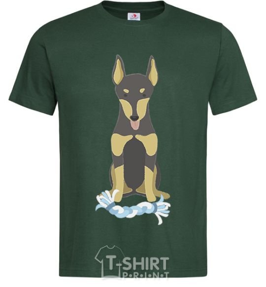 Men's T-Shirt Doberman playing bottle-green фото