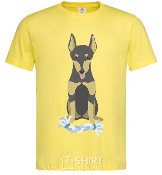 Men's T-Shirt Doberman playing cornsilk фото