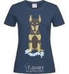 Women's T-shirt Doberman playing navy-blue фото