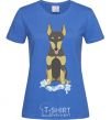 Women's T-shirt Doberman playing royal-blue фото