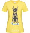 Women's T-shirt Doberman playing cornsilk фото