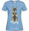 Women's T-shirt Doberman playing sky-blue фото